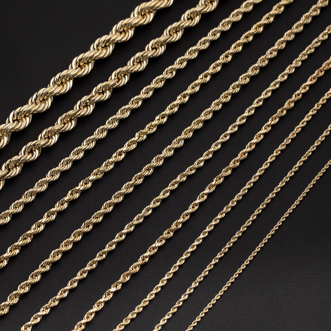 Gold Chain - Rope Chain Necklace 100% - 10K Gold
