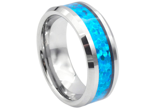 Aurora Borealis Tungsten Band Ring 8mm - 100% Tungsten