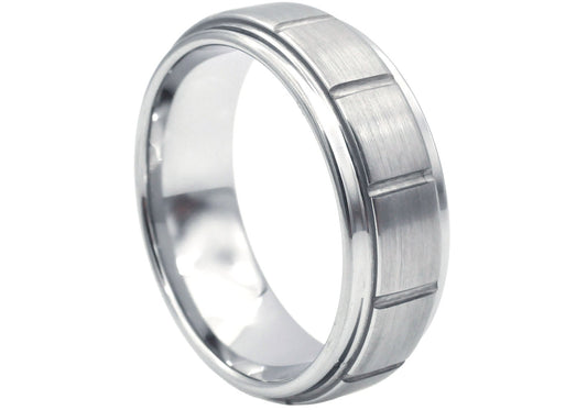 Verti-Groove Tungsten Square Ring 8mm - 100% Tungsten