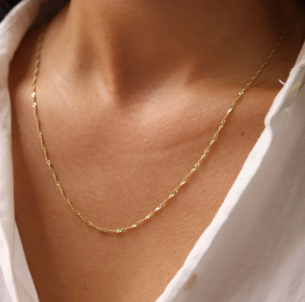 Gold Chain - Singaporean Chain Necklace 100% - 10K Gold