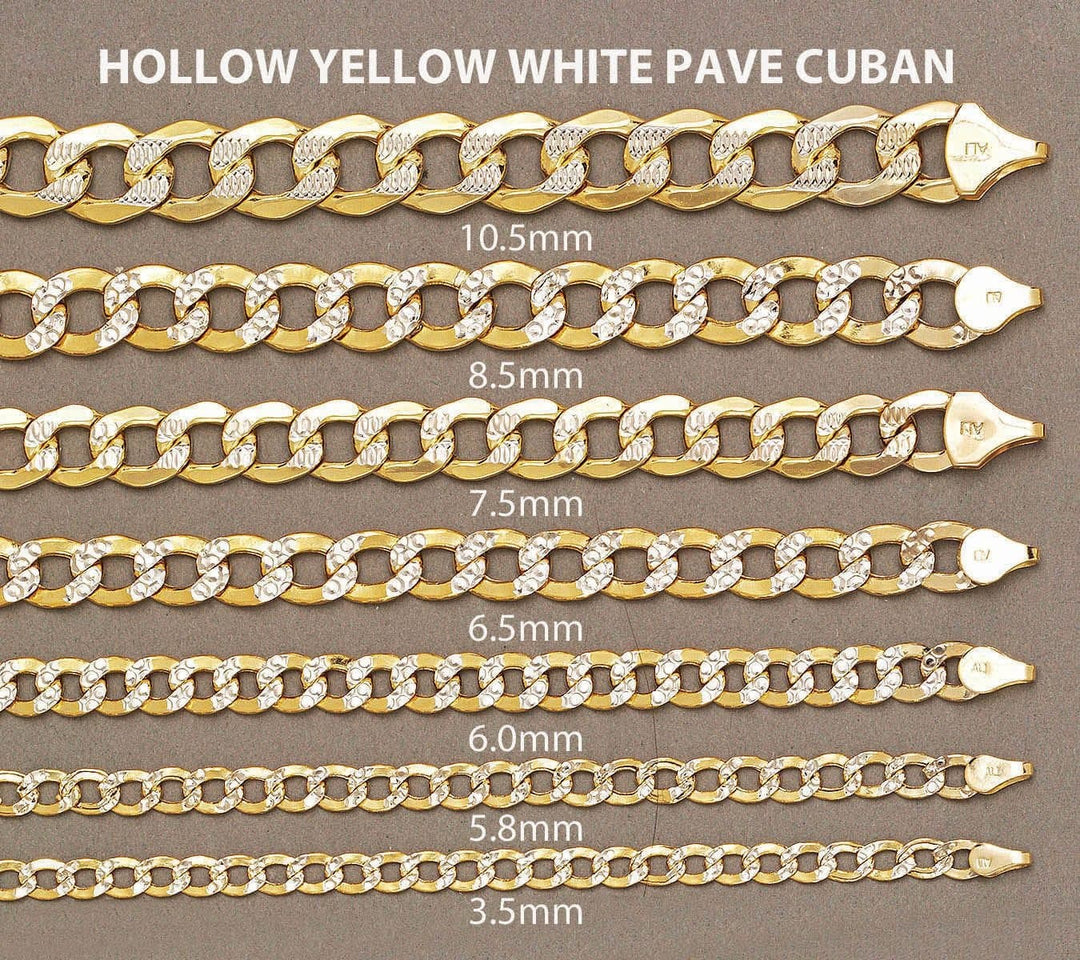 Gold Chain - Diamond Cut Cuban Link Chain 100% - 10K Gold